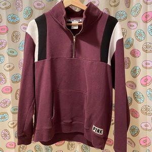 PINK Maroon Quarter Zip Sweater